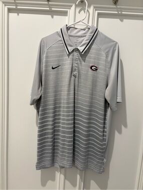Nike Gray Striped Georgia Bulldogs Dri-FIT Polo